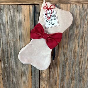 Christmas Red Bow Dog Bone Stocking
